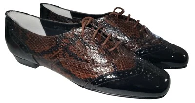 Oxford Ros Hommerson para mujer talla 10 N brogue punta de ala cuero cocodrilo negro Brn NUEVO Foto 1 de 4