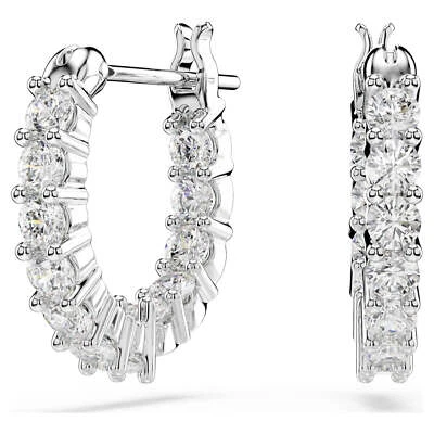 Swarovski Vittore Hoop Earrings, Round Cut, White, Rhodium Plated 5562126 - Image 1 of 4