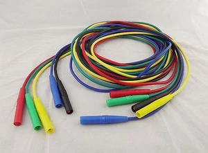 5pcs Banana 4mm Male Test Probes Silicone Insulated Cable Multimeter 5 Colors 2m - Picture 1 of 8