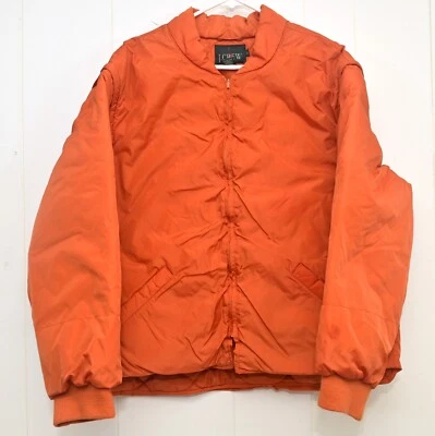 Chaleco acolchado convertible de plumón de ganso J Crew de los 90 para hombre en naranja XL Foto 1 de 4