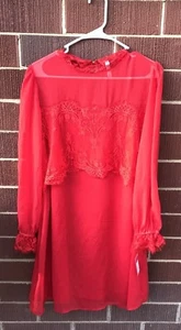 Xhilaration Womens 3/4 Sleeved Red Short Length Dress Style 282080818 NWT - Picture 1 of 7