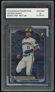 Tarjeta de novato Jackson Chourio 2024 Bowman Chrome Prospects 1er grado 10 cerveceros - Imagen 1 de 1