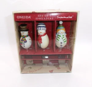 Oneida Snowmen Cheese Spreaders for Christmas Set of 3 Snowmates Taylor-Kerman - Picture 1 of 8