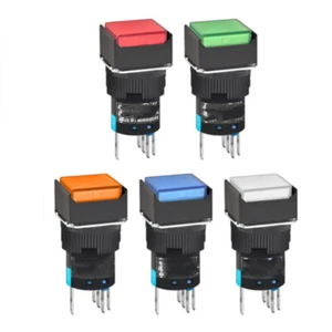Momentary Switch Push Button 16mm 12V 24V 220V 5Pin Red Green Yellow Blue White - Picture 1 of 6