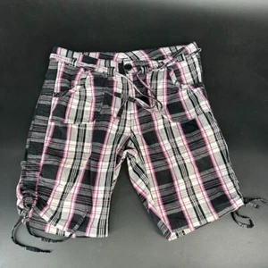Bugle Boy Vintage For Her Plus Shorts Größe Small schwarz pink weiß kariert Reißverschluss Knopf - Bild 1 von 7