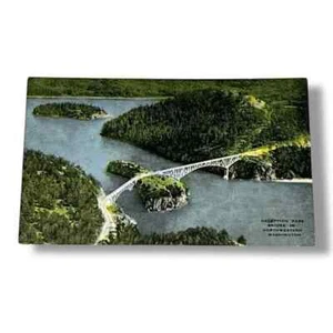 Tarjeta postal Deception Point Bridge Northwestern Washington Linen Card D15 - Imagen 1 de 2