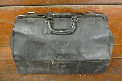 Antique Large Black Locking Leather Medical Doctor’s Physician’s Vet Bag No Key • 51.13$
