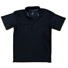 George Men's Big Small 34-36 Black Solid No Roll Collar Jersey Golf Polo Shirt