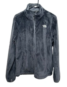 The North Face Gray Full Zip Osito Fleece Coat Jacket Plush Fuzzy Silver Size L - Picture 1 of 9
