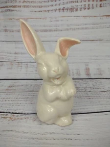 Vintage Ceramic Bunny Rabbit Cotton ball Dispenser Holder Laughing Easter Spring - Picture 1 of 12