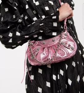 BALENCIAGA. Le Cagole Mini Bag. Silver Chain. Pink Metallic Leather. BNWT $1950. - Picture 1 of 22