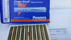 POWERS CHEM-STUD CAPSULE ANCHORS (1/2") 12mm M12 10 PACK CAT. NUMBER: 6503 - Picture 1 of 3
