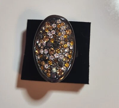 Anillo Lia Sophia Wishing Well Hematita Tono Plata Cristales Multicolores Talla 7 Foto 1 de 4