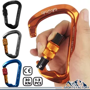 30KN Heavy Duty Locking Carabiner Clip Rock Climbing Hook Big Tree Rigging Swing - Picture 1 of 19
