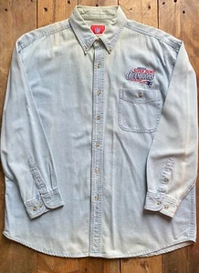 Vintage NFL Superbowl XXXVIII Champions Patriots Denim Shirt - XL - Faded - Picture 1 of 19