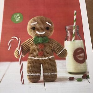 Festive Christmas Gingerbread Man 73/4” Crochet Pattern Toy Doll