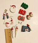 6 Diff Pair Santa Earrings+Santa Pin+Set of Sants Face &amp; HO HO HO Button Cover