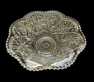 Vintage American Brilliant Style Prescut Glasschale 10" Sägezahnrand TOP - Bild 1 von 8