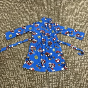 Super Mario Brothers Kids Robe Small Childs Blue Red Bathrobe Fleece FF3 87652 - Picture 1 of 16