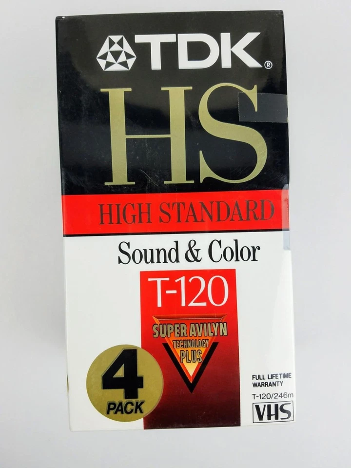 Nuevo en caja Nuevo TDK T-120 Paquete de 4 cintas de video VHS en blanco envueltas selladas de fábrica Foto 1 de 1