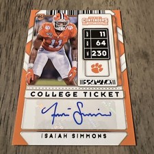 2020 ISAIAH SIMMONS 158 PANINI AUTO CONTENDERS COLLEGE TICKET DRAFT PICKS ROOKIE