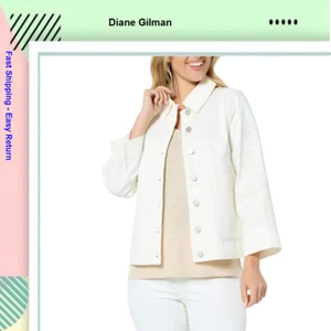 DG2 by Diane Gilman Signature Collection Embroidered Chore Jacket, Ivory, 2X - Picture 1 of 1