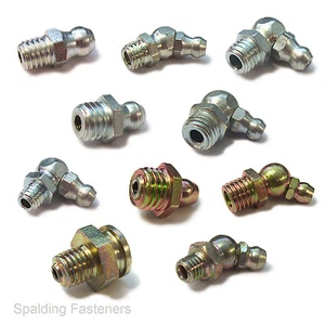 BSF Fettnippel aus verzinktem Stahl - 1/4" bis 3/8" - gerade, 45 & 90 Grad - Bild 1 von 11