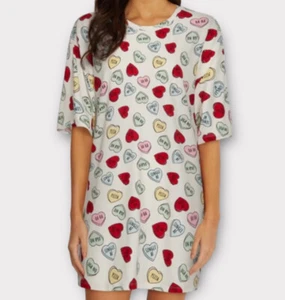 Wildfox Women’s Pajama Shirt Dress Small Candy Hearts Sleep Cozy Valentines NWT - Picture 1 of 7