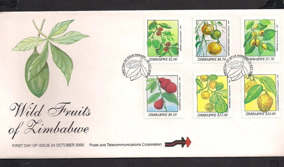 Zimbabwe FDC set 2000 Scott 870-875 Fruit - Image 1 of 1