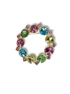 Broche Alex & Ani Colorido Tono Dorado Círculo Estrás Firmado Uranio Vidrio Brillo - Imagen 1 de 13