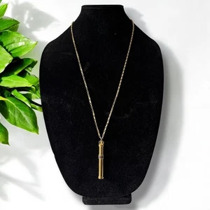 Vintage Gucci Golden Stick Perfume Bottle Necklace Webbing Green Red Sherry Line - Picture 1 of 10