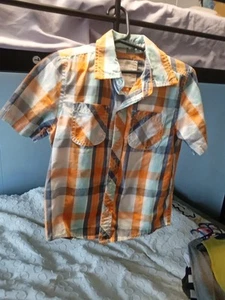Sonoma Kids Plaid Button Up Shirt Orange Blue White - Picture 1 of 4