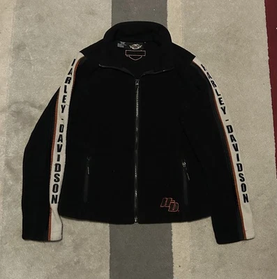 Chaqueta de moto polar Harley Davidson para mujer talla completa negra y naranja. Mediano Foto 1 de 4