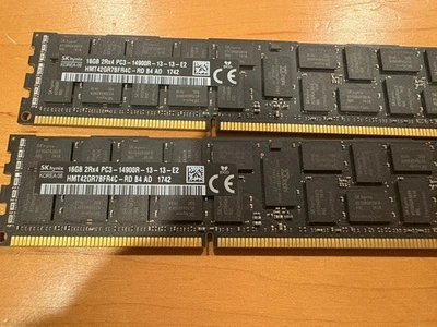 64GB: 4 x 16GB SK hynix  2Rx4 PC3-14900R-13-13-E2 HMT42GR7BFR4C-RD Server Memory - Image 1 of 2