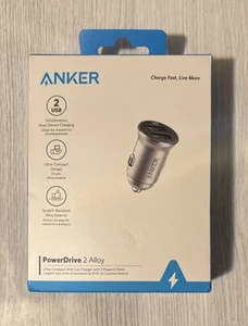 Anker 76625608 PowerDrive 2 Alloy Car Charger, 24W, With 2 PowerIQ Ports Silver - Picture 1 of 1