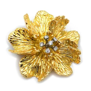 Boucheron Diamant Brosche als Blüte in 750 Gold Paris um 1960 - Picture 1 of 7