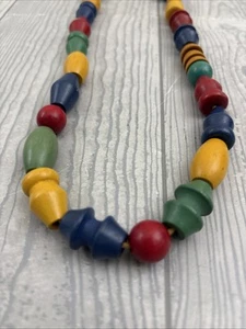 Collana catena blocchi colorati cilindro legno vintage - Foto 1 di 5