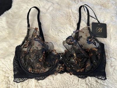 Sujetador de encaje floral de leopardo Honey Birdette WHITNEY🖤 32DDD Foto 1 de 4