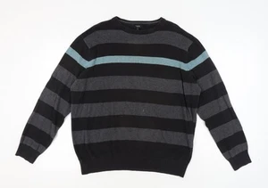 Thomas Nash Mens L Black Striped Pullover Jumper - Picture 1 of 12