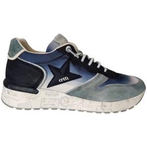 CETTI Degrade Jeans Scarpe Uomo Sneaker Casual Blu Sportive in Vera Pelle New - Foto 1 di 3
