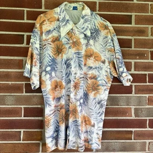 Vintage Grants abbigliamento uomo tropicale floreale hawaiano bottoni poliestere taglia XL A2445 - Foto 1 di 6