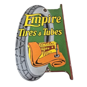 Vintage Empire Tires & Tubes Sign - Porcelain Gas Pump Station Sign - Picture 1 of 14