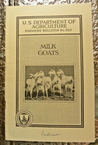 1937 US Department Agriculture Farmers' Bulletin N0 920 Milk Goats - Picture 1 of 3