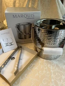 Waterford Marquis Vintage Stainless Steel Hammered Ice Bucket & Tongs 160561 - Picture 1 of 3