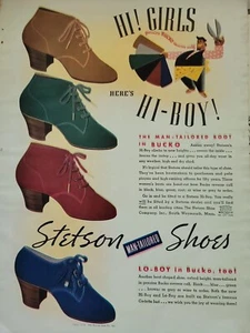 1936 HI Mädchen Stetson Hi-Boy Schuhe Vintage Mode Farbe Anzeige - Bild 1 von 1