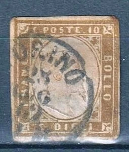 Antichi Stati SARDEGNA 1855 Quarta emissione Cent. 10 usato - Foto 1 di 2