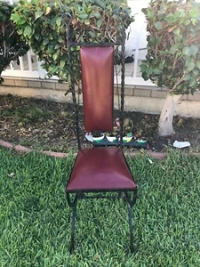 Vintage Wrought Iron Skinny High Back Coat Bachelor Chair - Picture 1 of 12