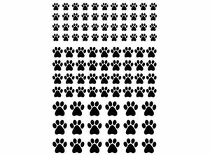 Calcomanías de vidrio fundido negras de 0,25 a 0,5 pulgadas Paw Prints 98 piezas - Imagen 1 de 1