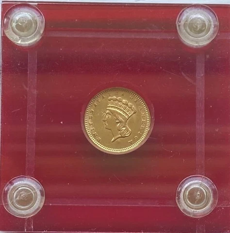 1862 Gold Dollar - In Holder - Free Shipping Cover