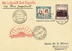 Liechtenstein 1931 Zeppelin Polarflugkarte in einwandfreiem Zustand - TOP!! - Bild 1 von 1